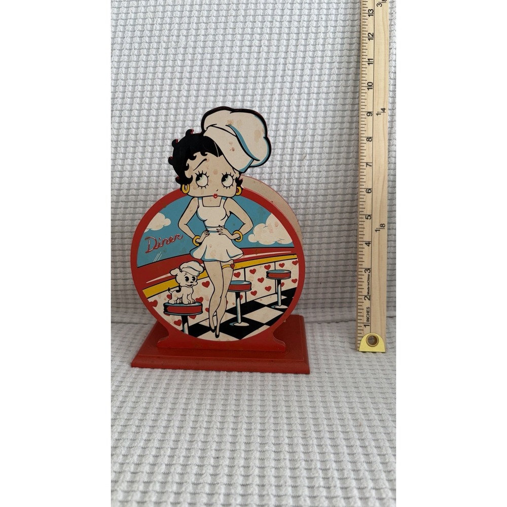 Vintage Betty Boop Wood Napkin Holder Retro Diner Kitsch Collectible
